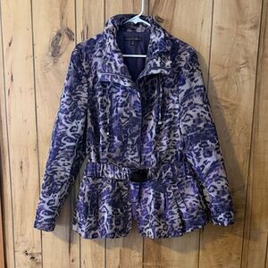 Lafayette 148 New York Violet Animal Print Utility Jacket